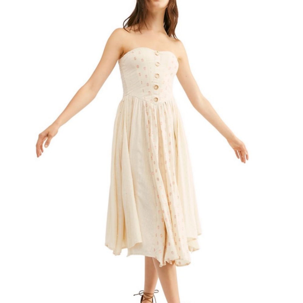 Free People Amanda strapless cotton midi dress, xs